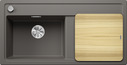 BLANCO ZENAR XL 6 S, SILGRANIT, volcano grey, incl. chopping board wood, Bowl left, 600 mm min. cabinet size