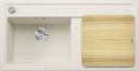 BLANCO ZENAR XL 6 S, SILGRANIT, soft white, incl. chopping board wood, Bowl left, 600 mm min. cabinet size