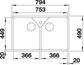 BLANCO VILLAE DOUBLE FARMHOUSE, Keramik, kristallweiß glänzend, ohne Ablauffernbedienung, ohne Zubehör, keine Beckenlage, 800 mm Untermaß