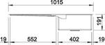 BLANCO CLARON 400_550-T-U, Stainless steel satin polish, w/o drain remote control, Bowl left, 600 mm min. cabinet size