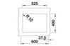 BLANCO ROTAN 340/160-U, SILGRANIT, black, w/o drain remote control, Bowl left, 600 mm min. cabinet size