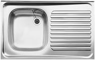 Lay-on sink ES 8 x 5, Stainless steel natural finish, w/o waste fitting, bowl left, 400 mm min. cabinet size