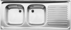 Lay-on sink ZS 12 x 5-2, Stainless steel natural finish, w/o waste fitting, bowl left, 800 mm min. cabinet size