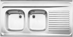 Lay-on sink ZS 12 x 6-2, Stainless steel natural finish, w/o waste fitting, bowl left, 800 mm min. cabinet size