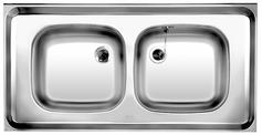 Lay-on sink Z 10 x 5 stainless steel 1,5" with overflow, Stainless steel natural finish, w/o waste fitting, w/o bowl layout, 1000 mm min. cabinet size