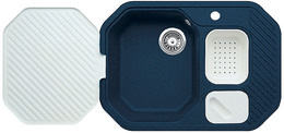 BLANCO-OCTAGON, SILGRANIT Clean, night blue, w/o drain remote control, Bowl left, 600 mm min. cabinet size