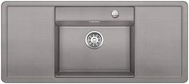 BLANCO ALAROS 6 S-F, SILGRANIT, alu metallic, with drain remote control, with accessories, Bowl centred, 600 mm min. cabinet size