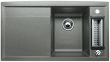 BLANCO AXIA 5 S-F, SILGRANIT until 10-2008, alu metallic, with drain remote control, with accessories, Bowl right, 500 mm min. cabinet size