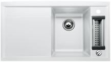 BLANCO AXIA 5 S, SILGRANIT until 10-2008, white, with drain remote control, with accessories, Bowl right, 500 mm min. cabinet size