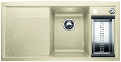 BLANCO AXIA 6 S, SILGRANIT until 10-2014, jasmine, with drain remote control, w/o accessories, Bowl right, 600 mm min. cabinet size