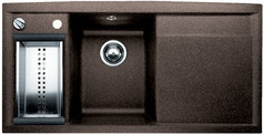 BLANCO AXIA 6 S, SILGRANIT until 10-2014, brown, with drain remote control, w/o accessories, Bowl left, 600 mm min. cabinet size