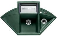 BLANCO AXIA 9 E, SILGRANIT until 10-2008, green, with drain remote control, with accessories, Bowl right
