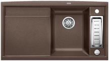BLANCO AXIA II 5 S-F, SILGRANIT, coffee, with drain remote control, with accessories, Bowl right, 500 mm min. cabinet size