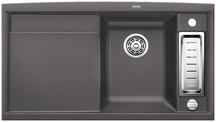 BLANCO AXIA II 5 S-F, SILGRANIT, rock grey, with drain remote control, with accessories, Bowl right, 500 mm min. cabinet size