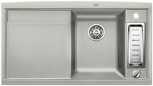 BLANCO AXIA II 5 S, SILGRANIT, pearl grey, with drain remote control, with accessories, Bowl right, 500 mm min. cabinet size