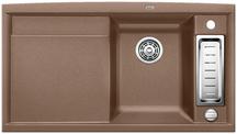 BLANCO AXIA II 5 S, SILGRANIT, nutmeg, with drain remote control, with accessories, Bowl right, 500 mm min. cabinet size