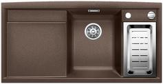 BLANCO AXIA II 6 S-F, SILGRANIT, coffee, with drain remote control, with accessories, Bowl right, 600 mm min. cabinet size