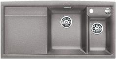 BLANCO AXIA II 6 S, SILGRANIT, alu metallic, with drain remote control, w/o accessories, Bowl left, 600 mm min. cabinet size