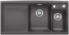 BLANCO AXIA II 6 S, SILGRANIT, rock grey, with drain remote control, w/o accessories, Bowl right, 600 mm min. cabinet size