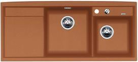 BLANCO AXIA II 8 S, SILGRANIT, cognac, with drain remote control, w/o accessories, Bowl right, 800 mm min. cabinet size