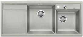BLANCO AXIA II 8 S, SILGRANIT, pearl grey, with drain remote control, w/o accessories, Bowl right, 800 mm min. cabinet size