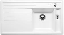 BLANCO AXON 5 S, Ceramic PuraPlus, crystal white glossy, with drain remote control, with accessories, Bowl left, 500 mm min. cabinet size