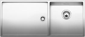BLANCO CLARON 400/550-T-IF, Stainless steel satin polish, w/o drain remote control, Bowl left, 600 mm min. cabinet size