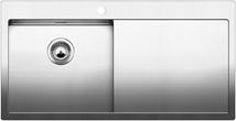 BLANCO CLARON 5 S-IF, Stainless steel satin polish, with and w/o drain remote control, Bowl left, 500 mm min. cabinet size