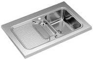 BLANCO CLASSIC 5 S-M, Stainless steel satin polish, with drain remote control, with colander, bowl right, 500 mm min. cabinet size