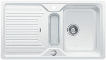 BLANCO CLASSIC 5 S, SILGRANIT until 10-2014, white, with drain remote control, with siphon, reversible, 500 mm min. cabinet size
