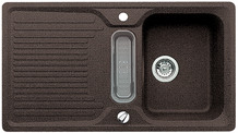 BLANCO CLASSIC 5 S, SILGRANIT, brown, with drain remote control, with accessories, reversible, 500 mm min. cabinet size