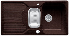 BLANCO CLASSIC 6 S-F, SILGRANIT until 10-2014, brown, with drain remote control, with colander, reversible, 600 mm min. cabinet size
