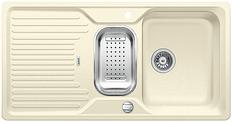 BLANCO CLASSIC 6 S, SILGRANIT, jasmine, with drain remote control, with stainless steel colander, reversible, 600 mm min. cabinet size