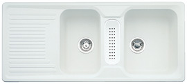 BLANCO CLASSIC 8 S-F, SILGRANIT Clean, white, incl. plastic colander, reversible, 800 mm min. cabinet size