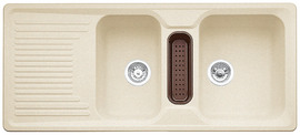 BLANCO CLASSIC 8 S-F, SILGRANIT Clean, jasmine, incl. plastic colander, reversible, 800 mm min. cabinet size