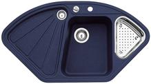 BLANCODELTA, SILGRANIT until 10-2008, night blue, with drain remote control, with colander, Bowl right, 700 mm min. cabinet size