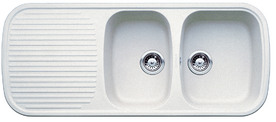 BLANCO DUO 8 S, SILGRANIT Clean, white, w/o drain remote control, reversible, 800 mm min. cabinet size