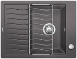 BLANCO ELON 45 S, SILGRANIT, rock grey, with drain remote control, with accessories, reversible, 450 mm min. cabinet size