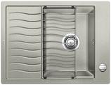 BLANCO ELON 45 S, SILGRANIT, pearl grey, with drain remote control, with accessories, reversible, 450 mm min. cabinet size