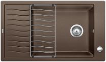 BLANCO ELON XL 8 S, SILGRANIT, coffee, with drain remote control, with accessories, reversible, 800 mm min. cabinet size