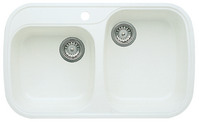 BLANCO HIT 8, SILACRON, white, w/o drain remote control, Bowl right, 800 mm min. cabinet size