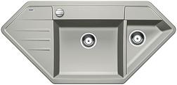 BLANCO LEXA 9 E, SILGRANIT, pearl grey, with drain remote control, Bowl right, 800 mm min. cabinet size