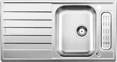 BLANCO LIVIT 5 S Centric, Stainless steel brushed finish, with drain remote control, with colander, reversible, 500 mm min. cabinet size