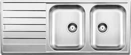 BLANCO LIVIT 8 S, Stainless steel brushed finish, w/o drain remote control, reversible, 800 mm min. cabinet size
