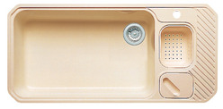 BLANCO LOGO-BOX, SILACRON, beige, w/o drain remote control, Bowl left, 900 mm min. cabinet size