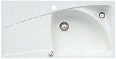 BLANCO LUNA-F, SILGRANIT Clean, white, with drain remote control, with accessories, Bowl right, 600 mm min. cabinet size