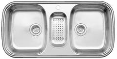 BLANCO MULTI/2, Stainless steel satin polish, incl. stainless steel colander, reversible, 1000 mm min. cabinet size