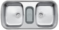 BLANCO MULTI/2, Stainless steel satin polish, incl. plastic colander, reversible, 1000 mm min. cabinet size