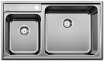 BLANCO NAYA 9, Stainless steel Linen, w/o drain remote control, Bowl right, 900 mm min. cabinet size