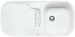 BLANCO PICO, special steel enamelled, white, with drain remote control, with colander, reversible, 500 mm min. cabinet size